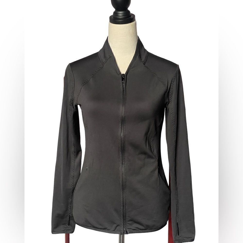 Layer 8 Black Full Zip Fleece Lined Lightweight Athletic Jacket (Size: Small)